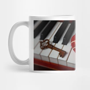 Red Heart And Skeleton key On Piano Keys Mug